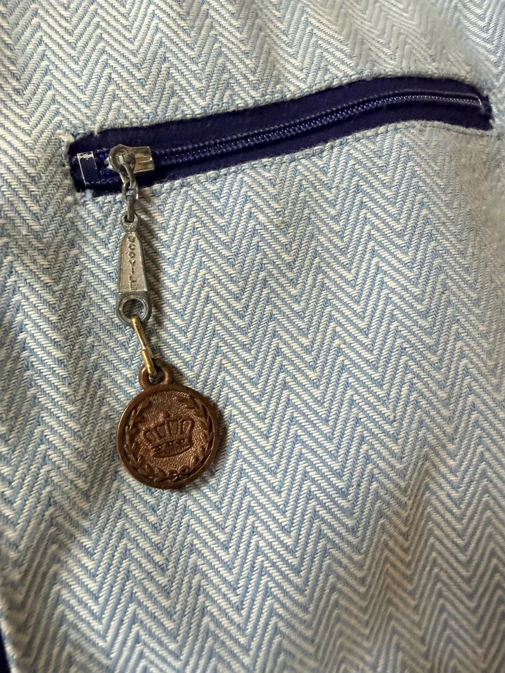 VTG 70s Penny Pockets boy Childrens Romper Jumpsuit Blue Herringbone Knit Shorts